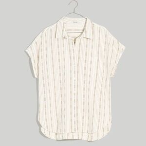 Madewell‎ Dobby-Striped Dolman-Sleeve Button-Up Shirt textured oversized cotton